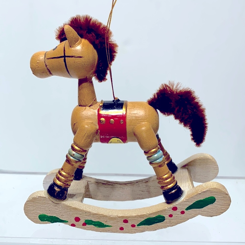 Wood rocking horse ornament RUSS Country Antique